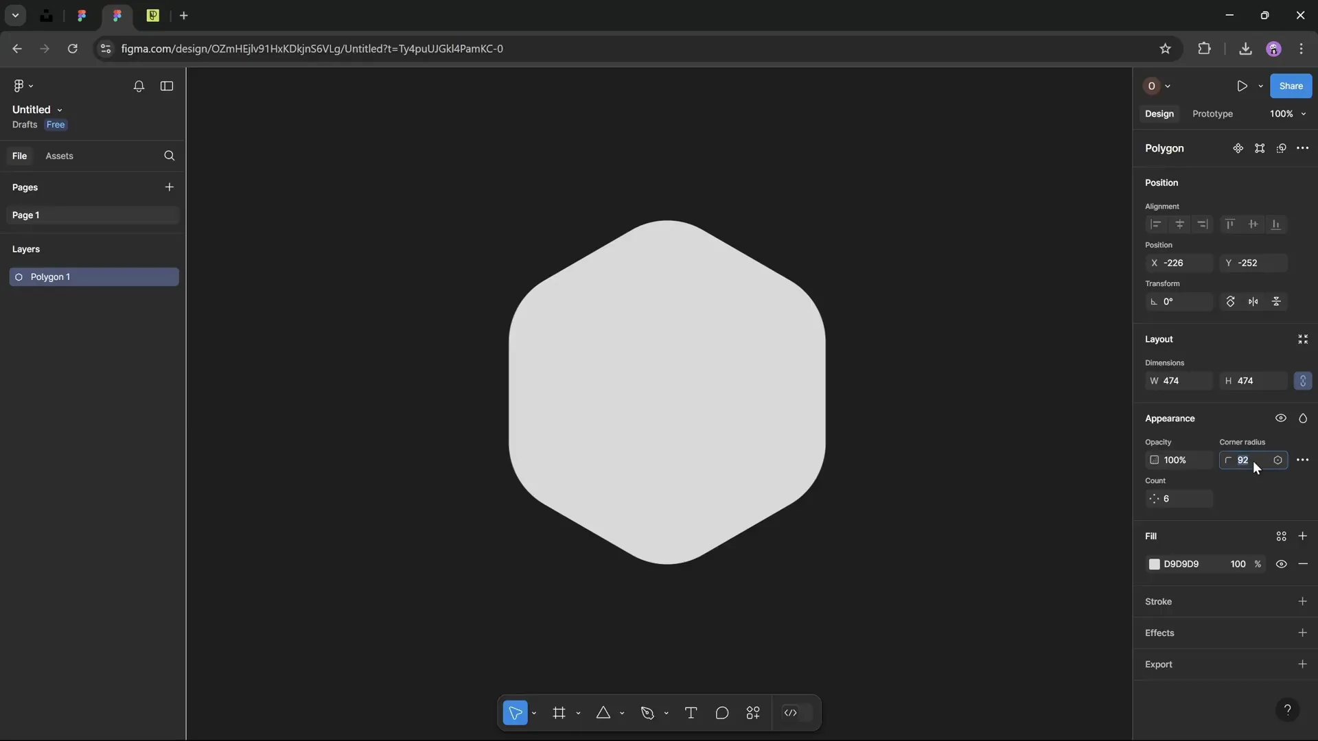 Creating a rounded hexagon in Figma