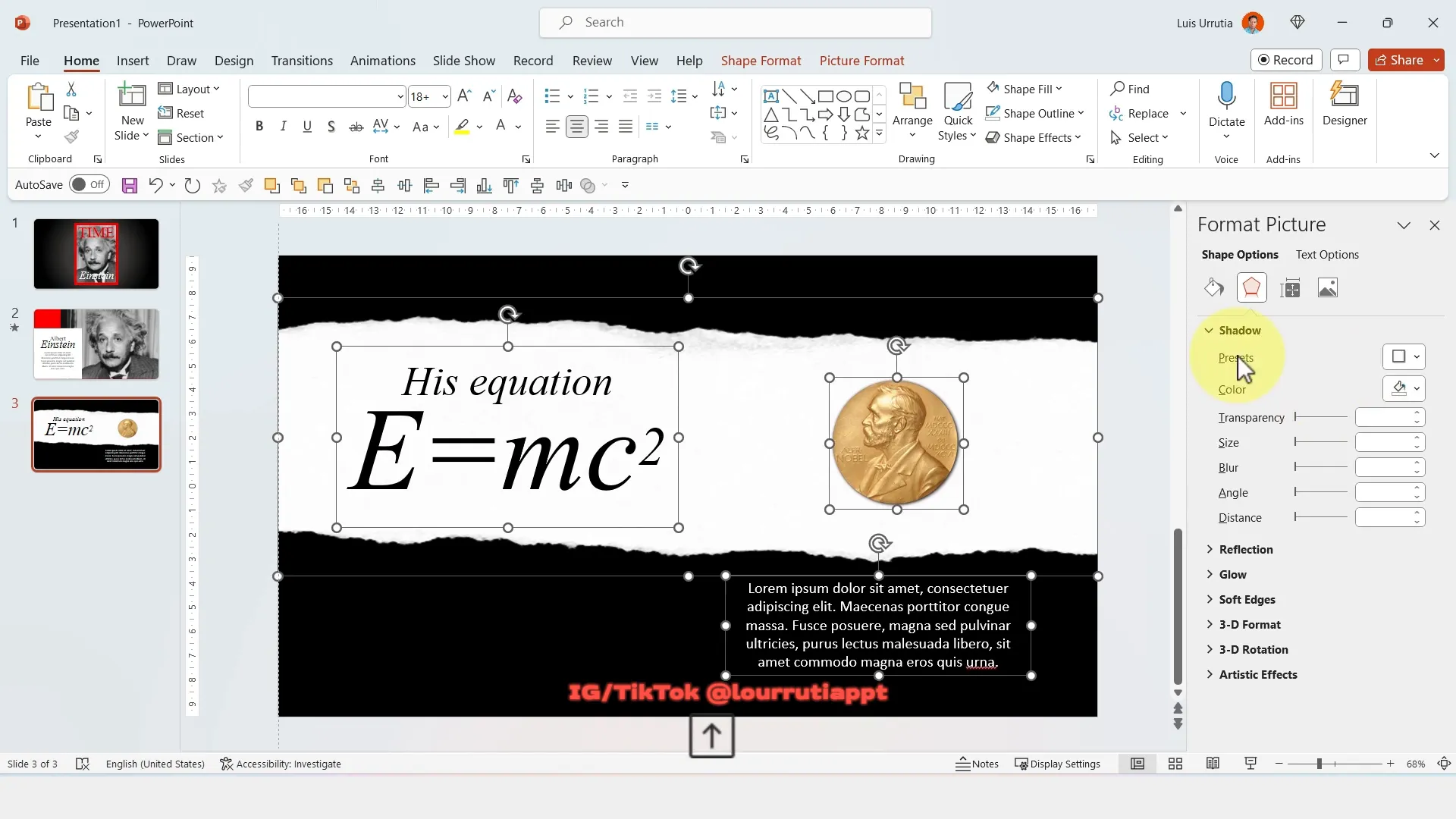 Adding Nobel Prize image and aligning text elements