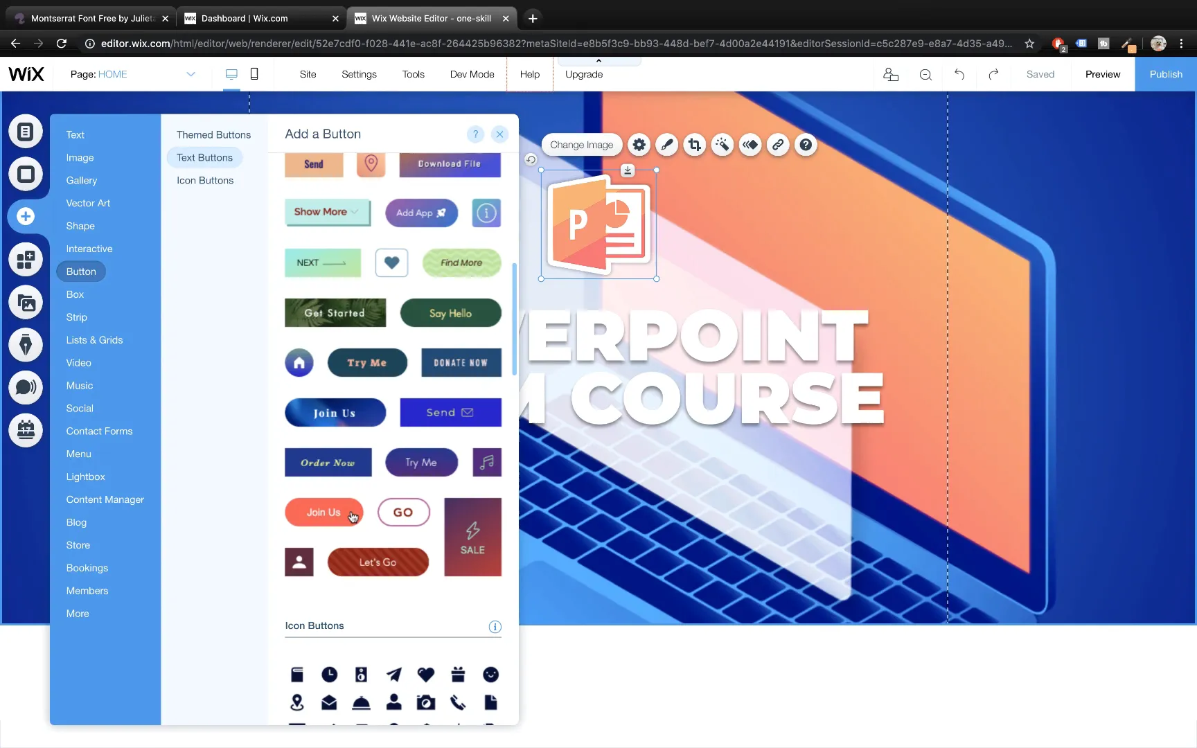 Adding and customizing a button in Wix