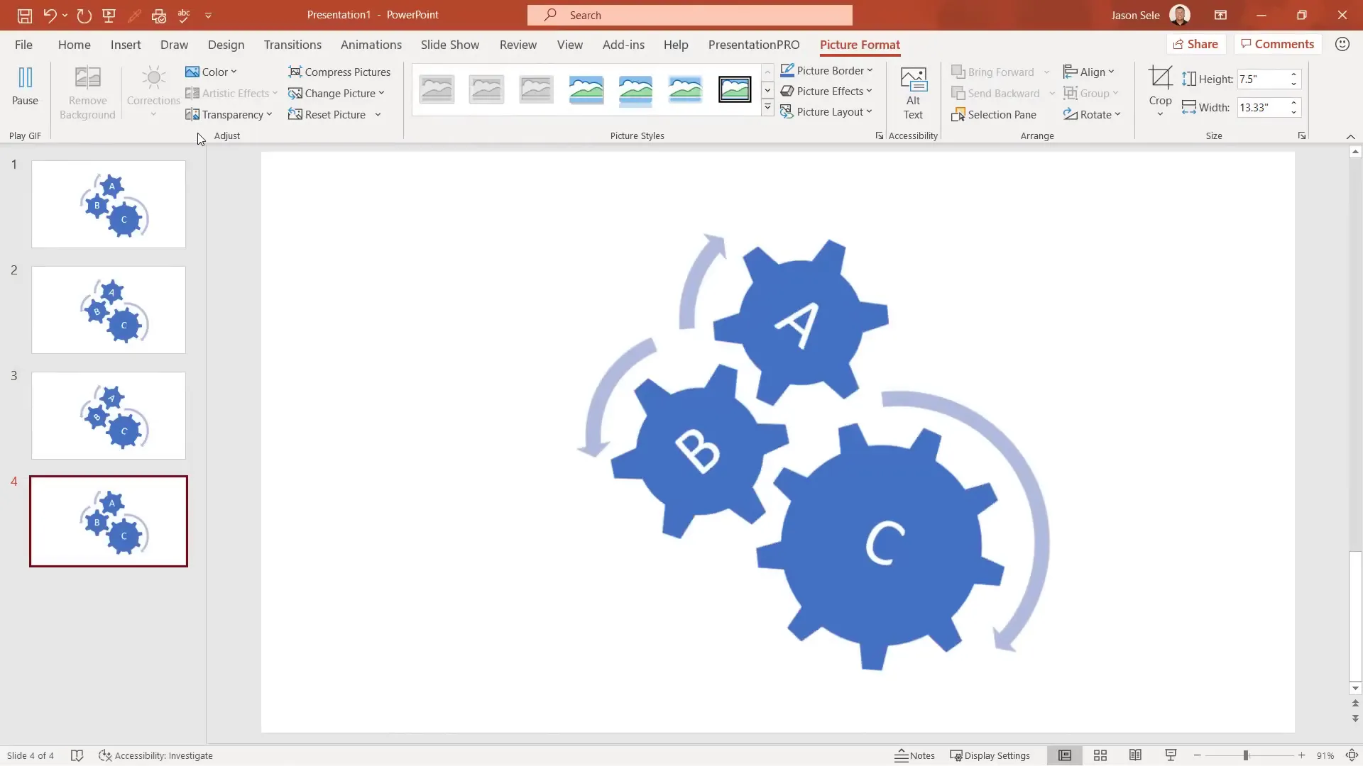 Layered images with animation in PowerPoint