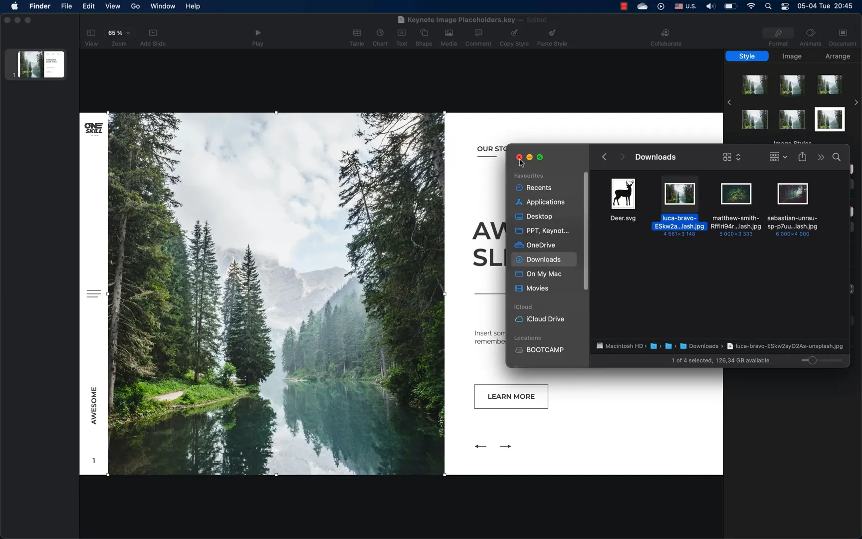 Media placeholder setup in Keynote Slide Master