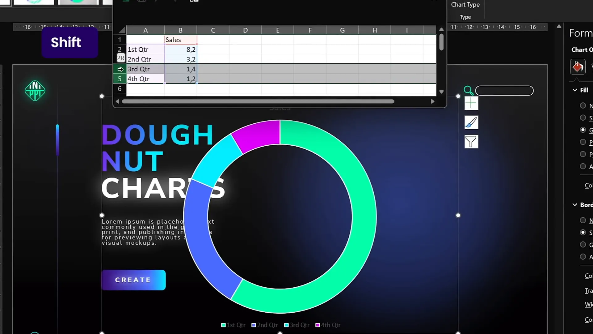 Donut chart with visible and invisible parts