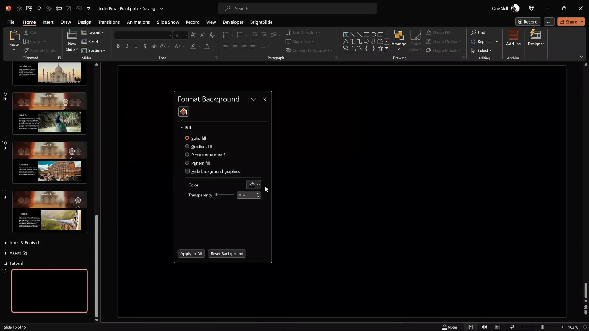 Slide background set to black