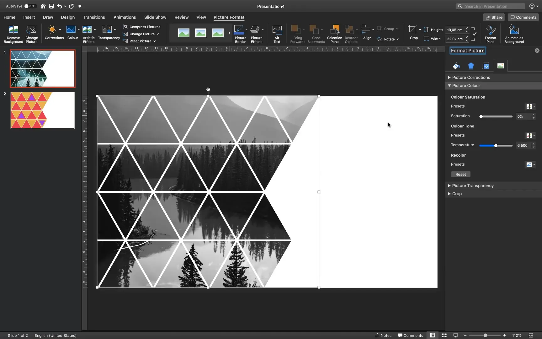 Image inserted into custom placeholder with desaturation applied