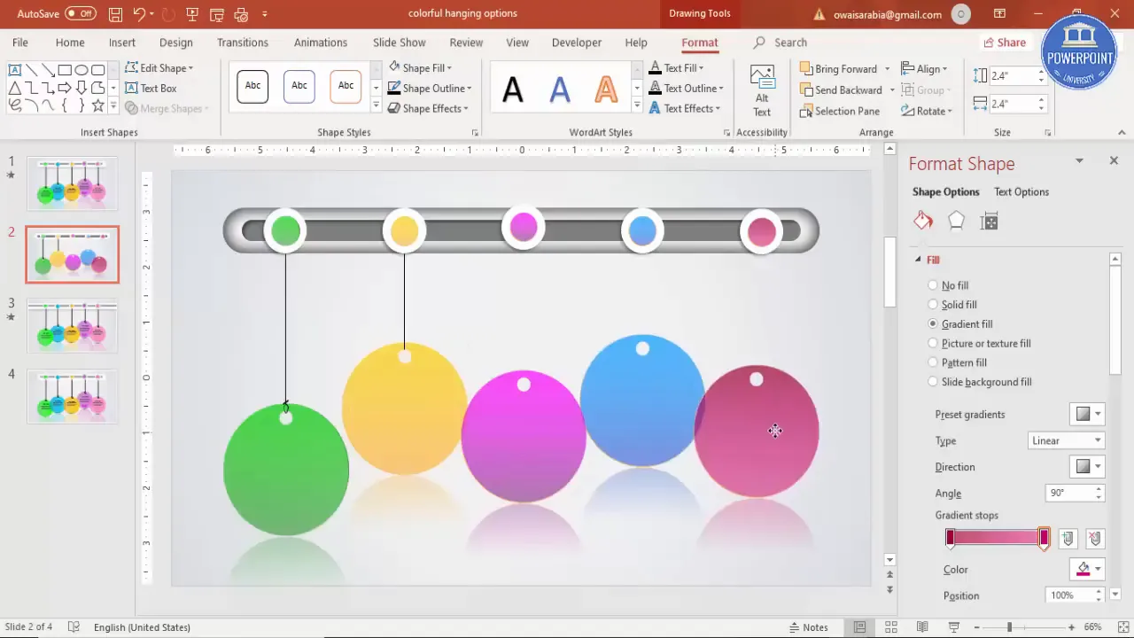 Arranging hanging options evenly with threads and knots