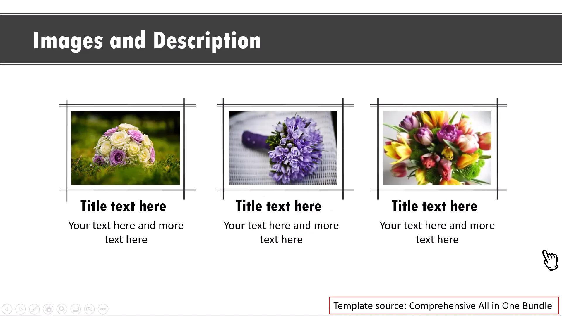 Three images showcased with individual explanations
