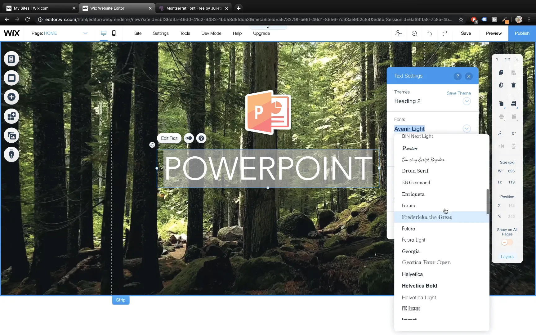 Uploading and selecting custom font in Wix