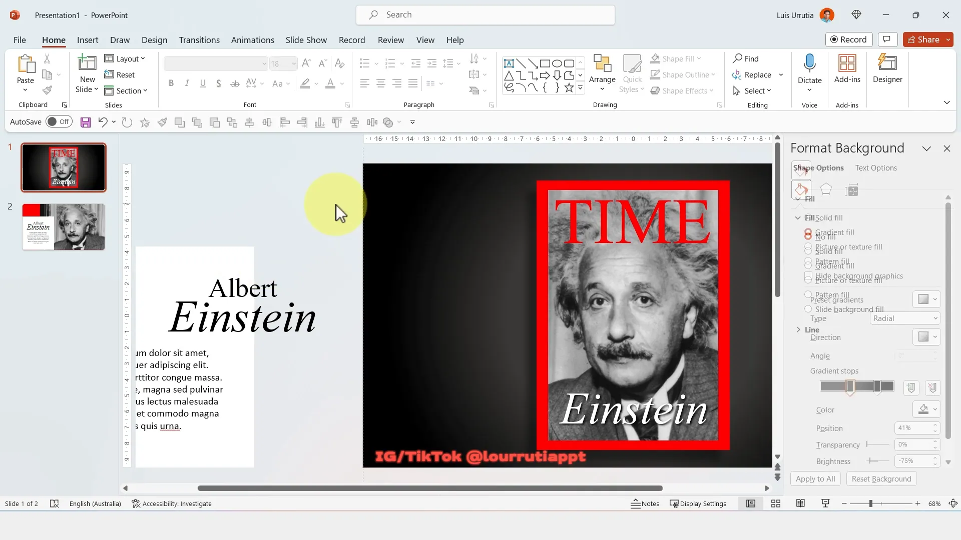 Adding white content box and inserting text description