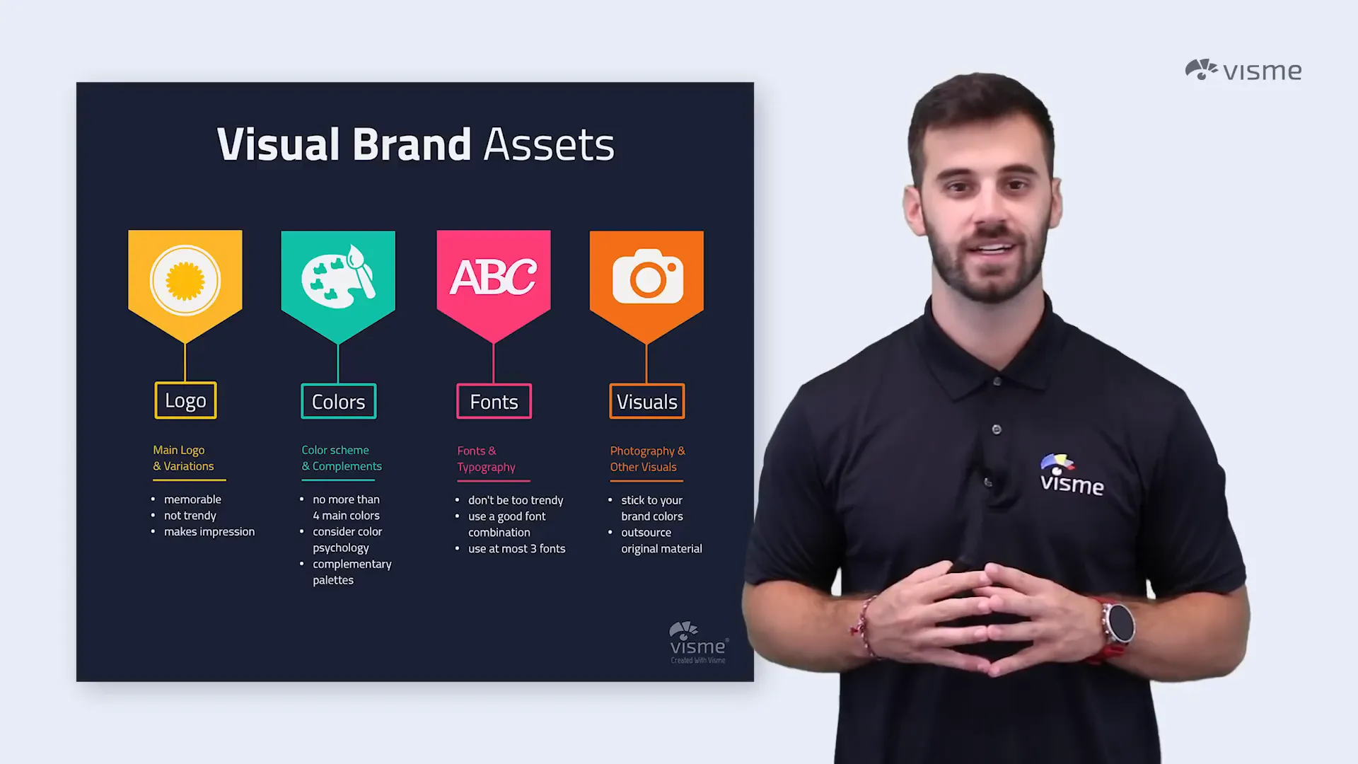 Branded presentation slide with consistent colors and fonts