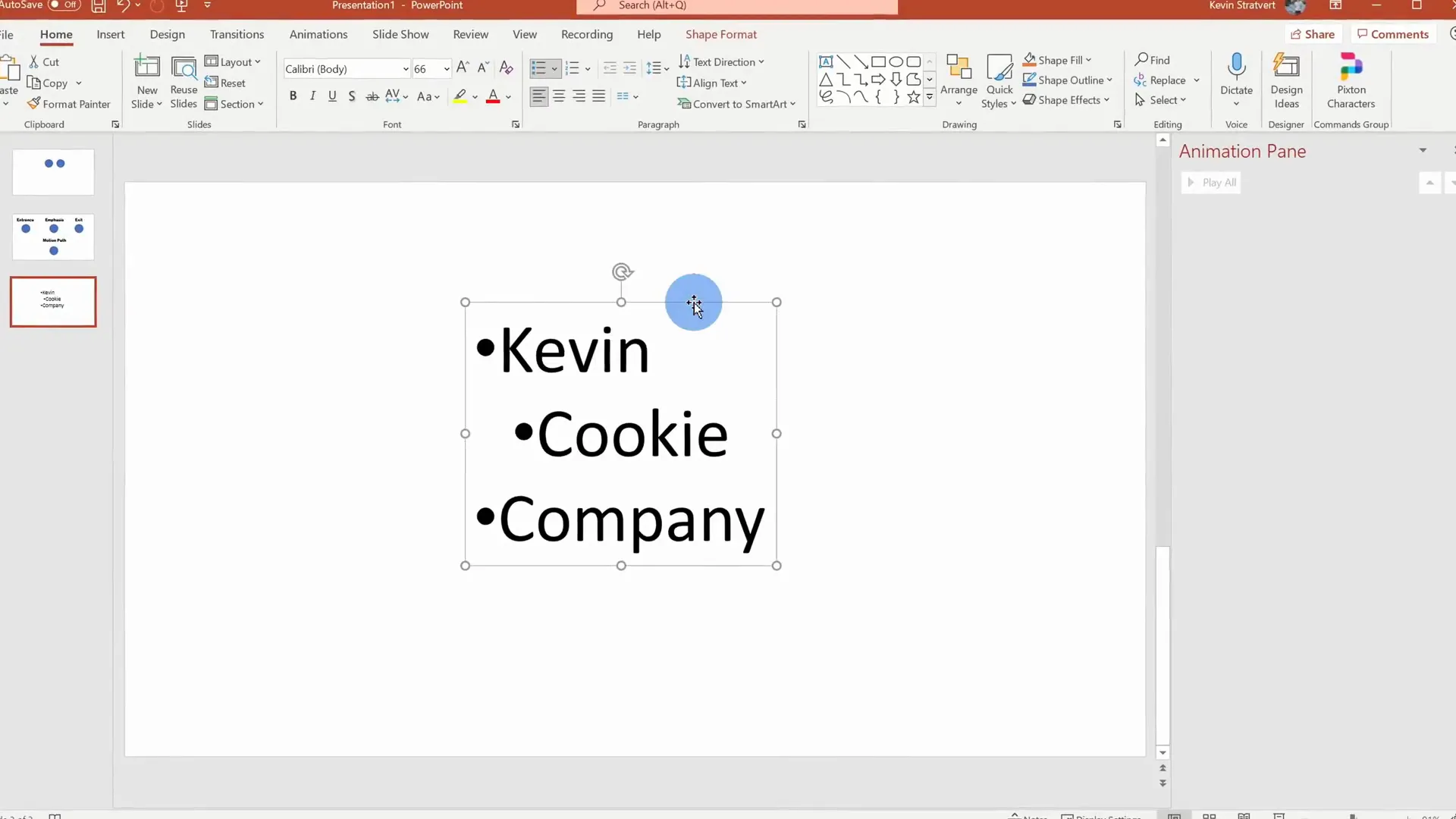 Applying animation to text box with bulleted list