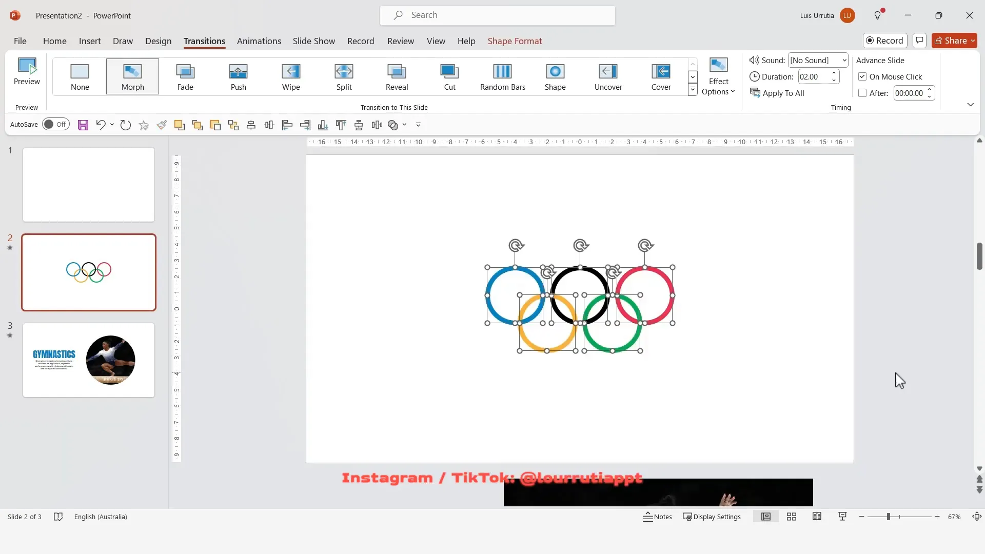 Applying Morph transition to animate Olympic rings logo