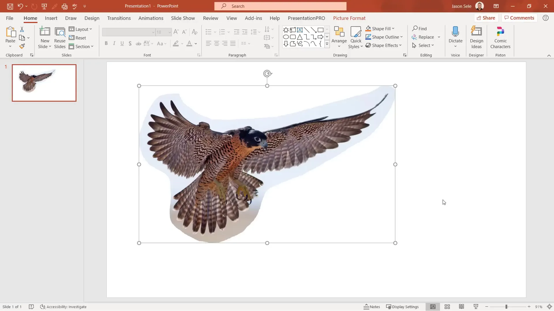Picture fill applied to a shape in PowerPoint