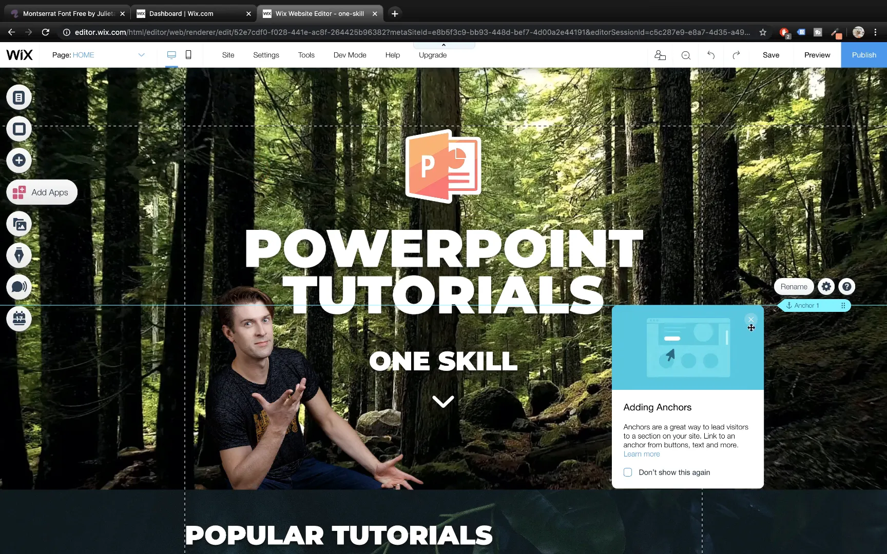 Adding and customizing anchor menu in Wix