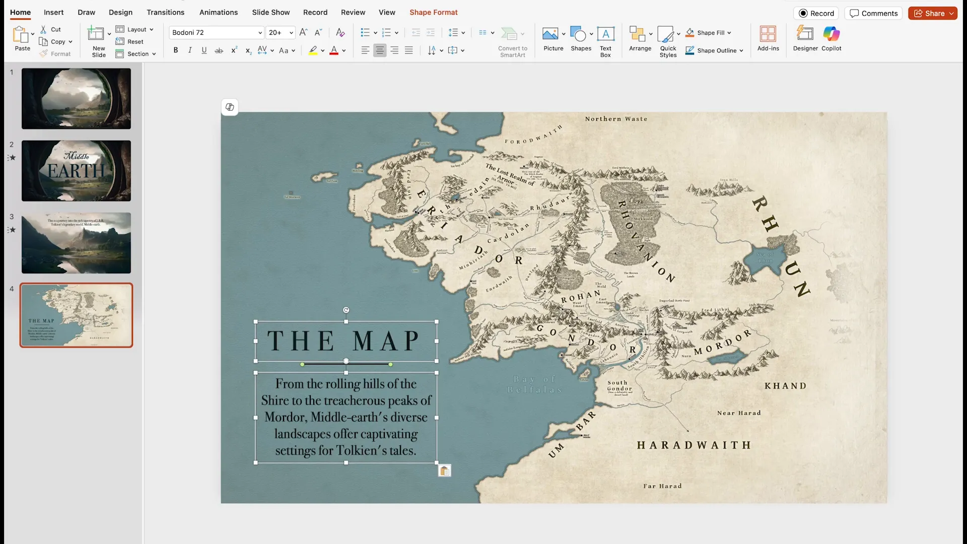 Map slide with Reveal transition applied