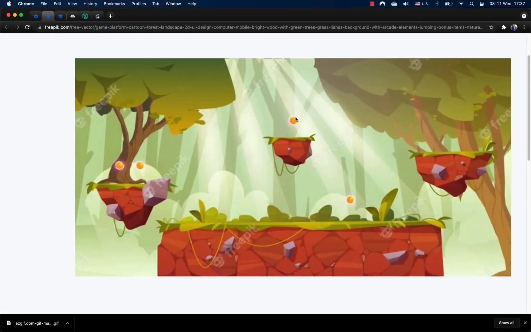 Editing forest background in Photopea to remove shiny balls
