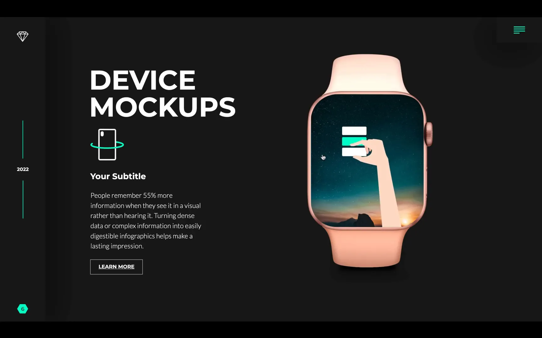 Device mockup with mouse over animation on smartwatch
