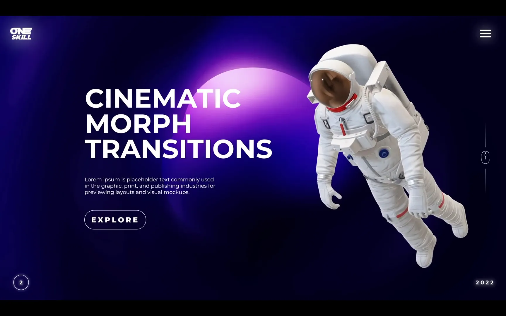 Slideshow preview with animated 3D astronaut