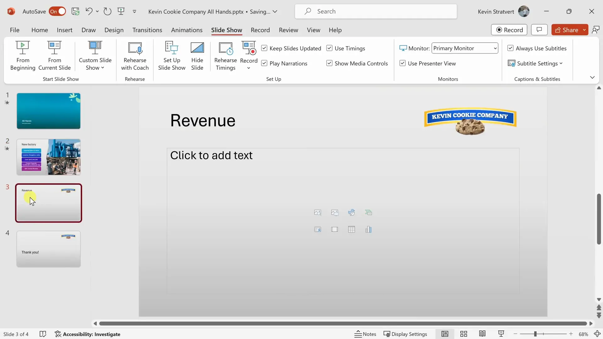 Inserting and customizing a column chart