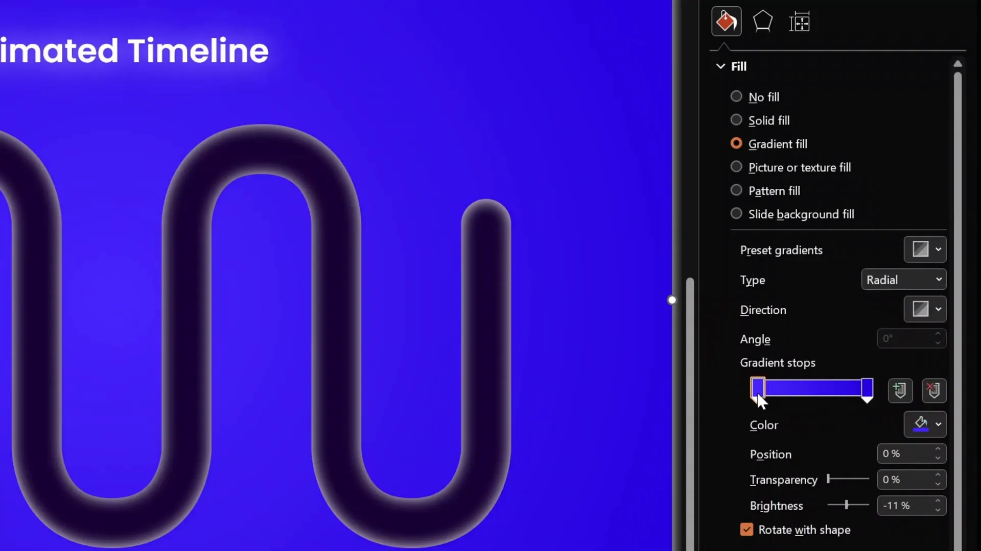Adding white glow and gradient fill to timeline mask