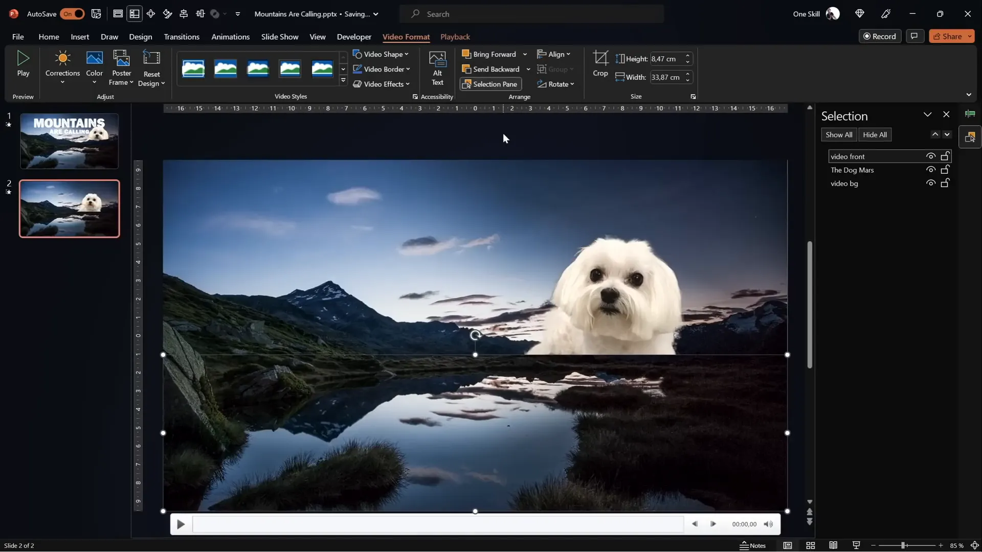Cropping the top of the front video to hide the sky