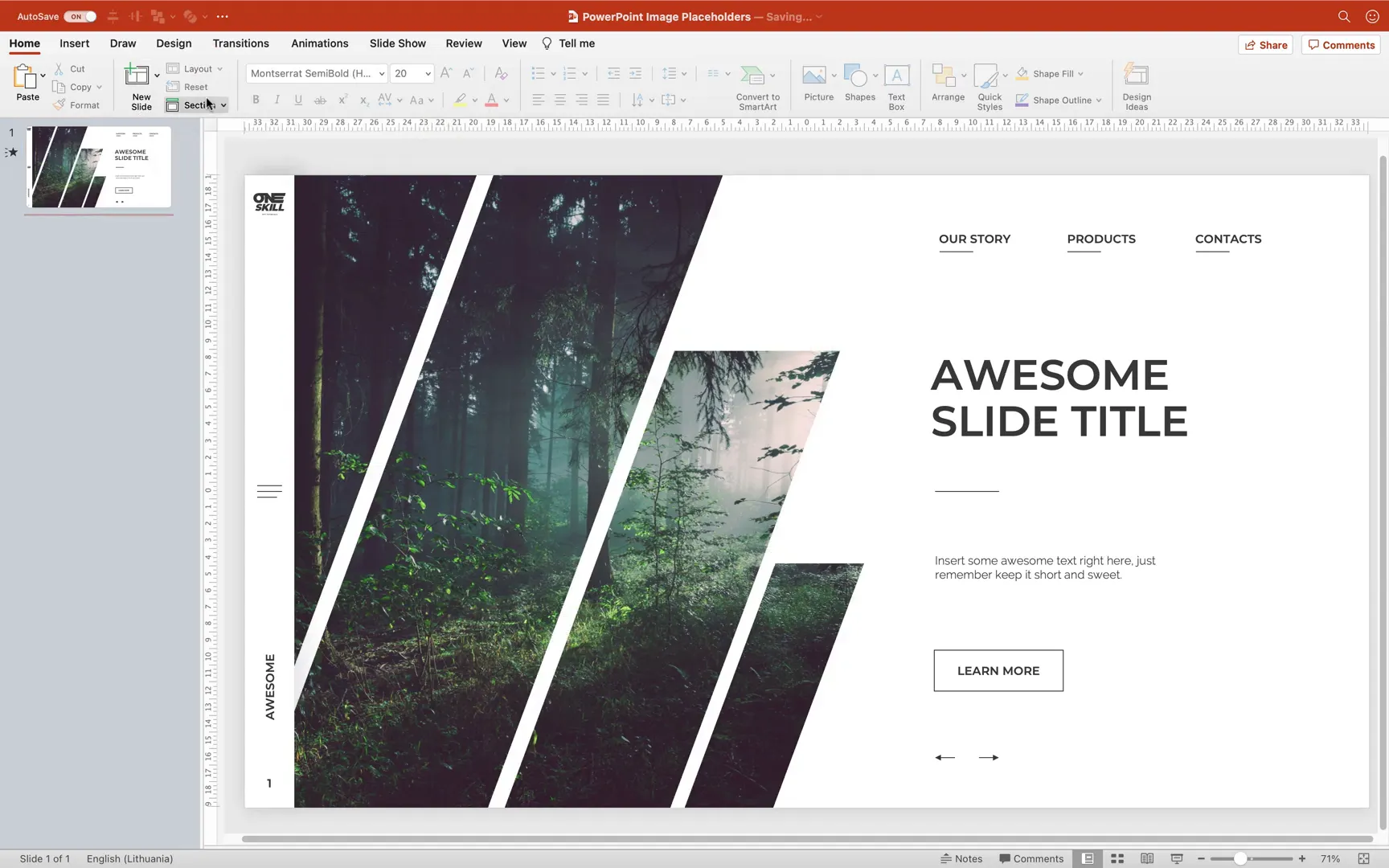Skewed rectangular image placeholder creation in PowerPoint