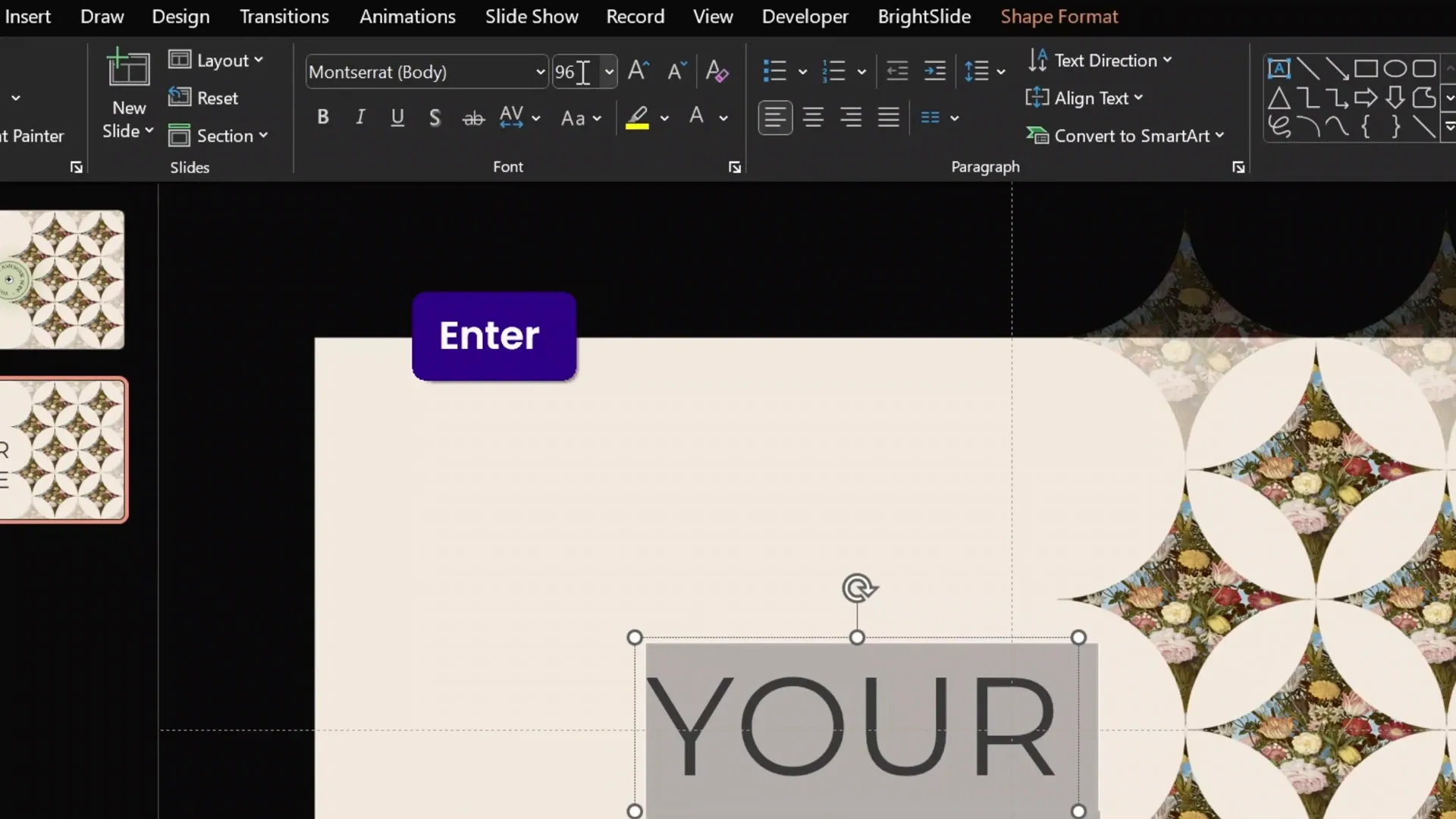 Creating and styling slide title text box
