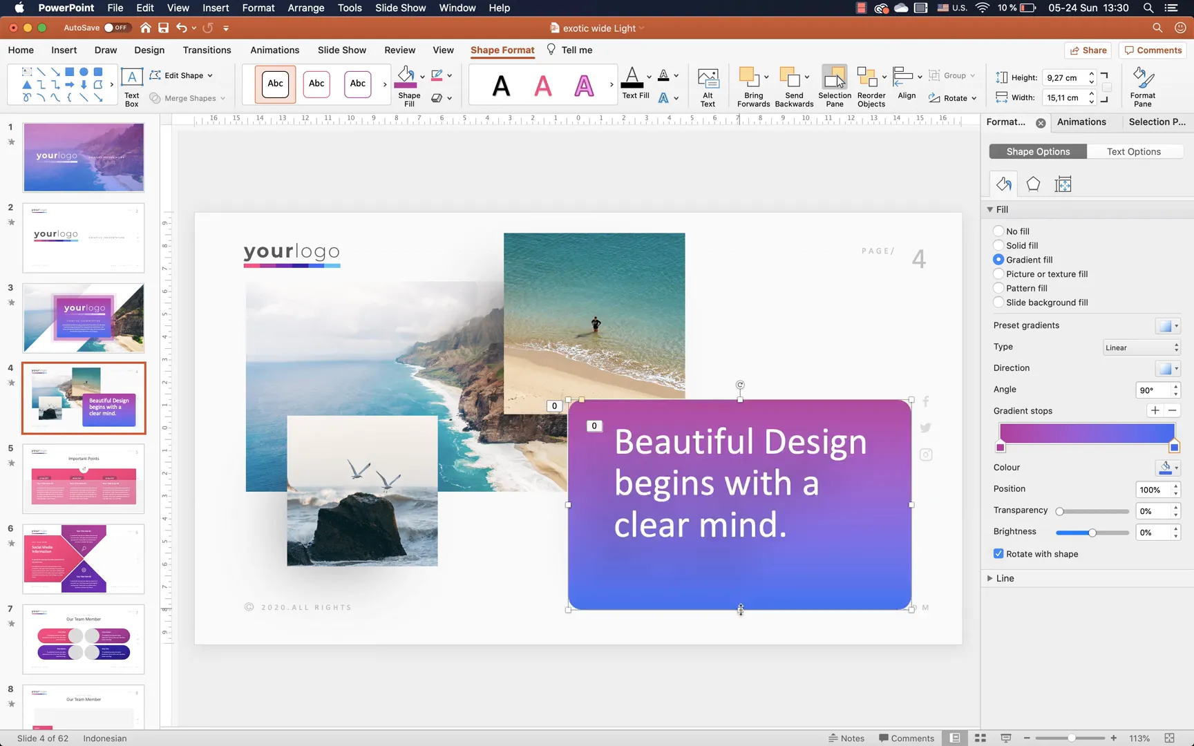Changing shape to rounded rectangle