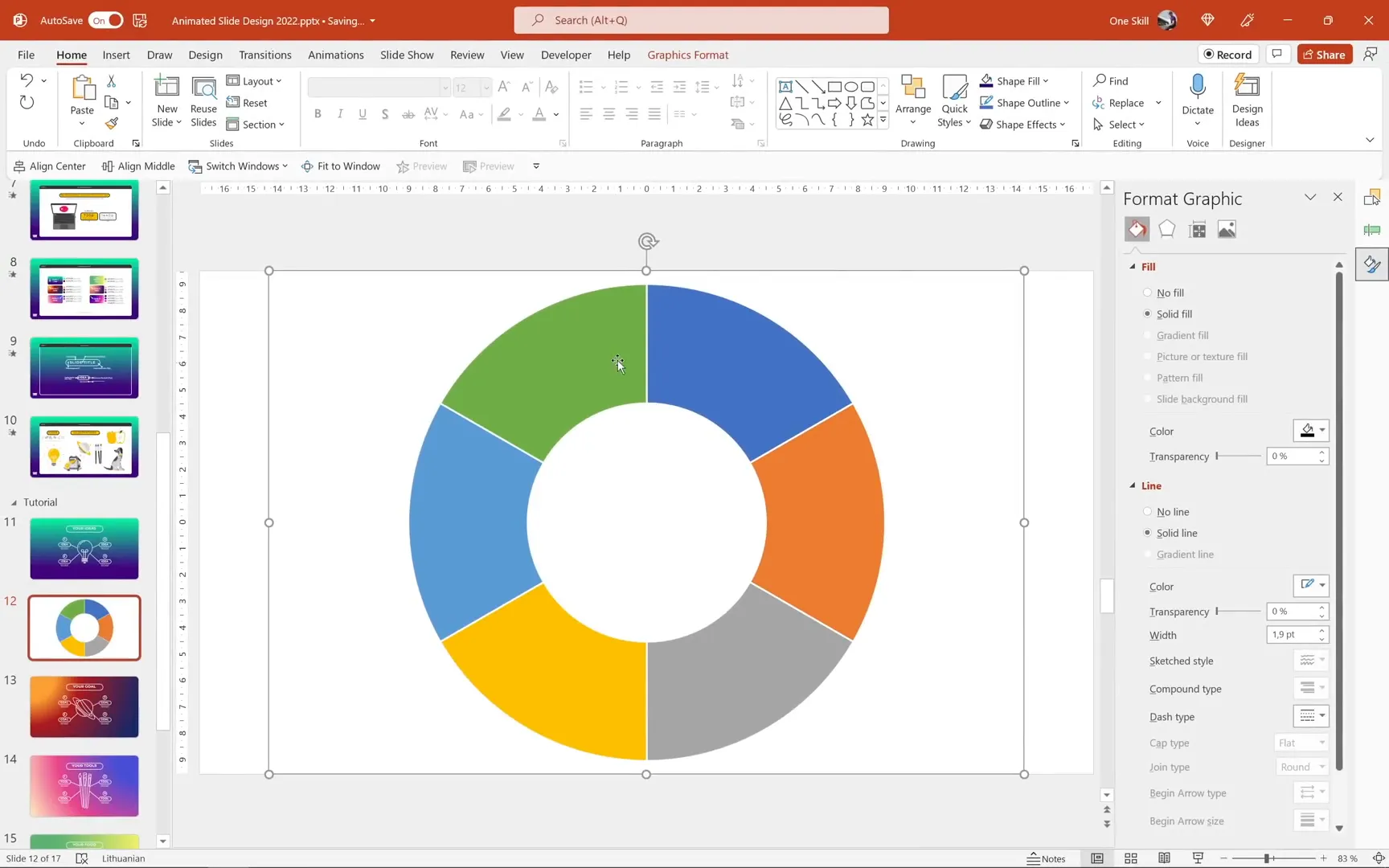 Creating and editing donut chart as circular menu