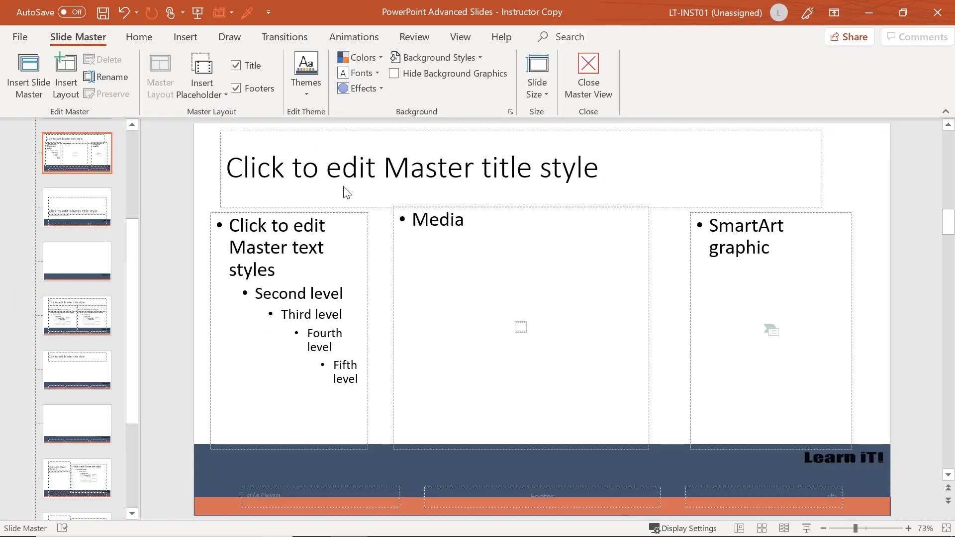 Accessing Slide Master view from the View tab