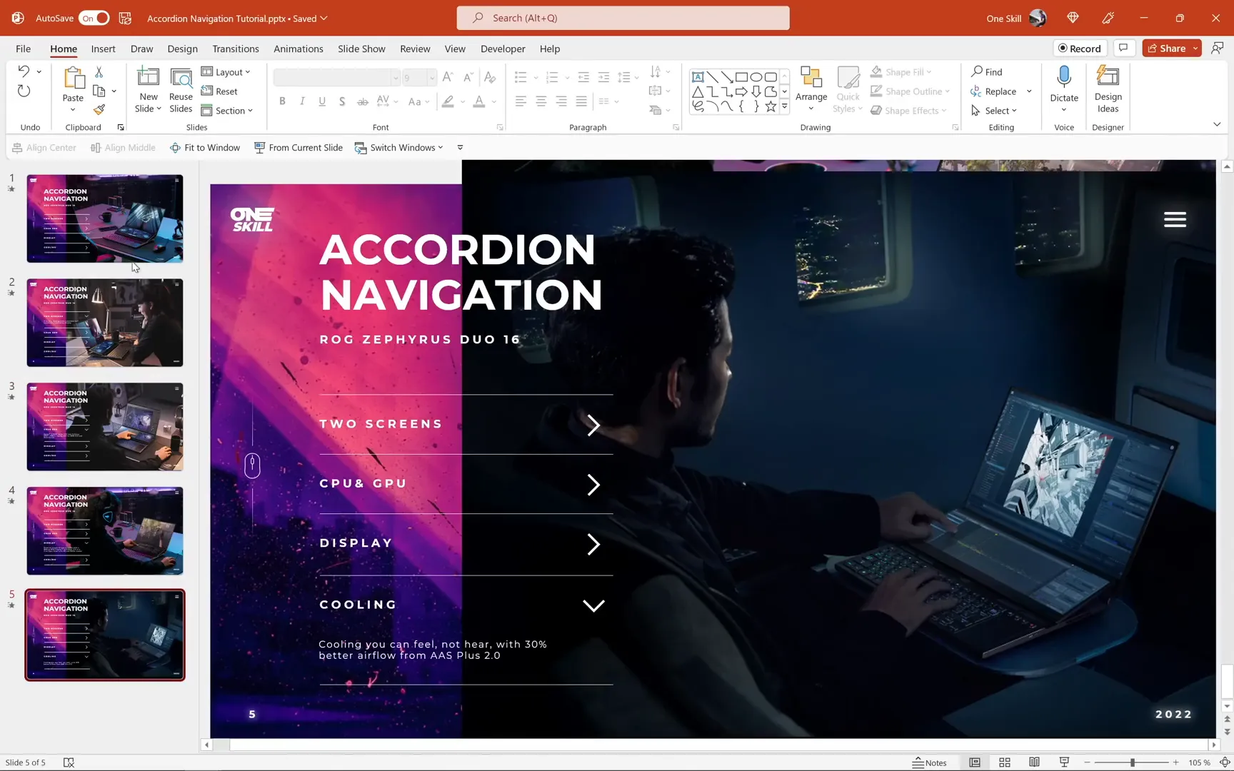 Final interactive accordion navigation in PowerPoint