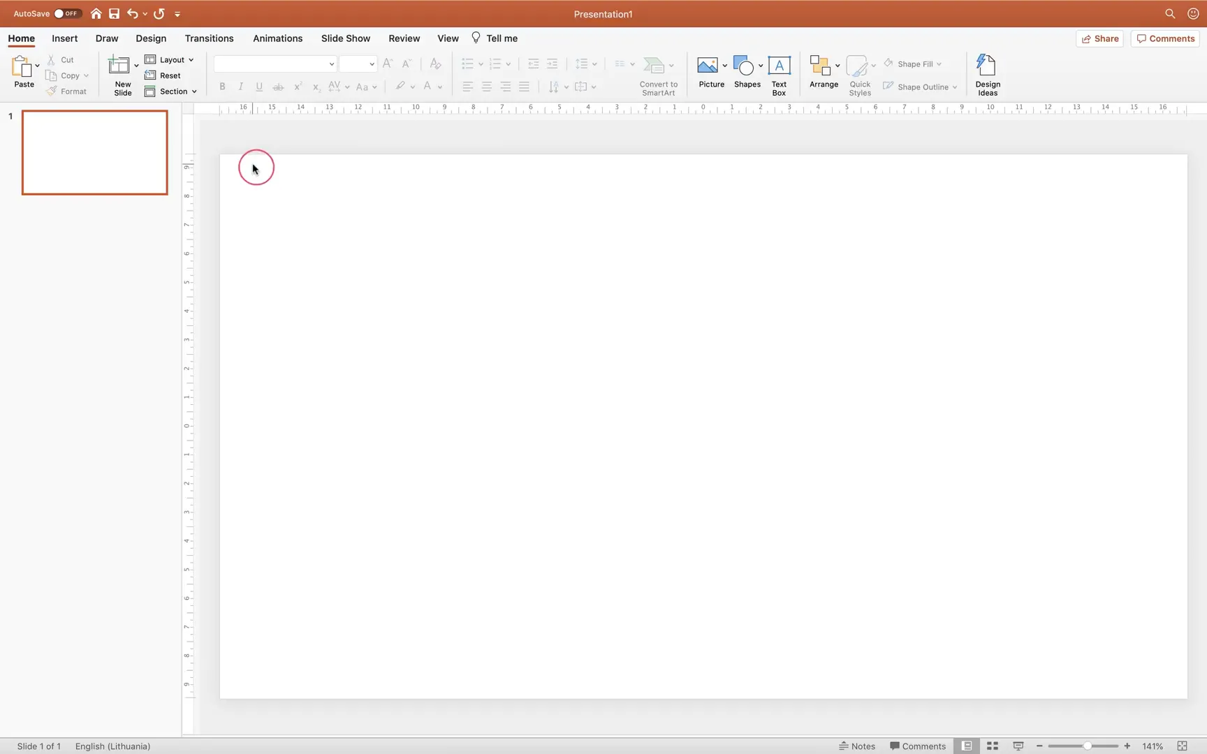 Blank PowerPoint slide setup