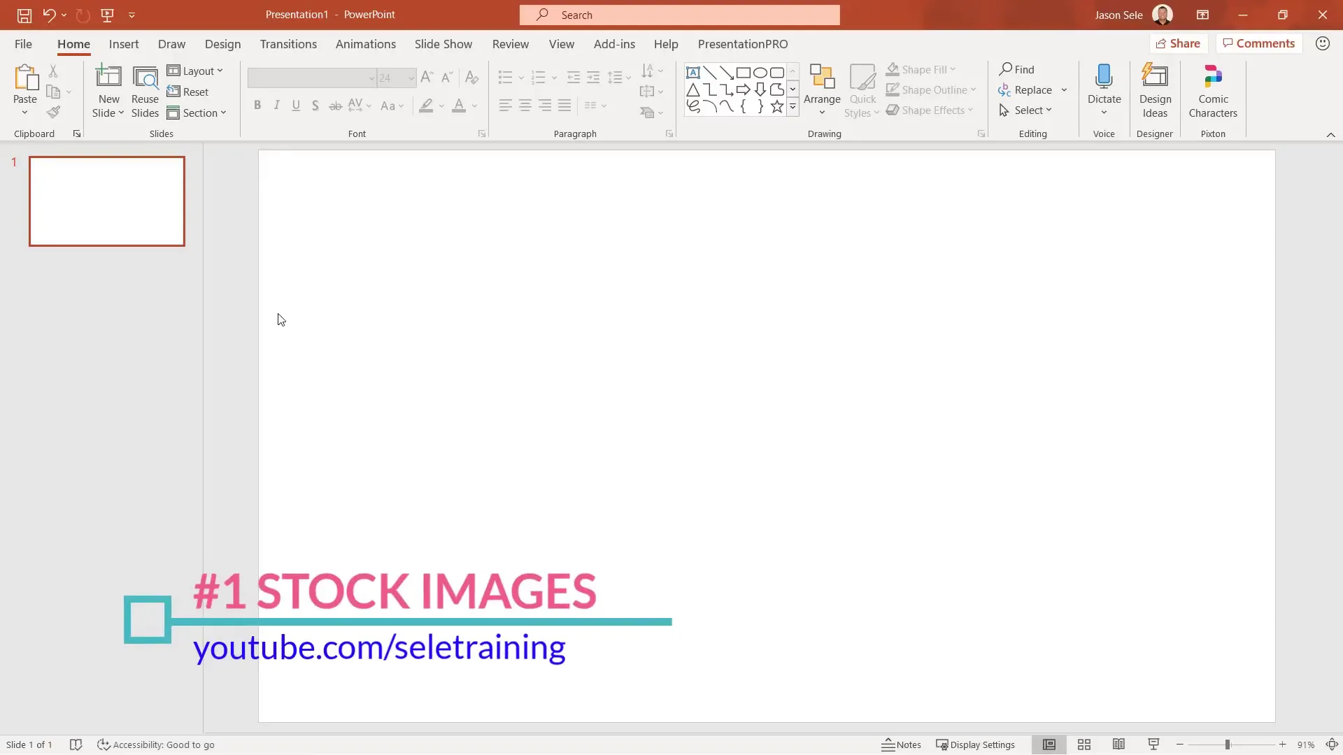 Stock Images menu in PowerPoint under Insert tab