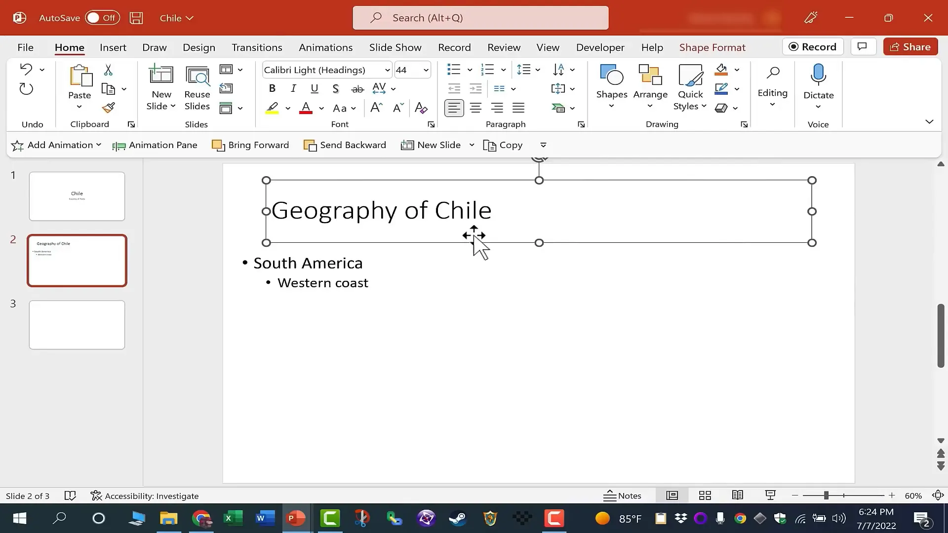Copying and pasting text in PowerPoint