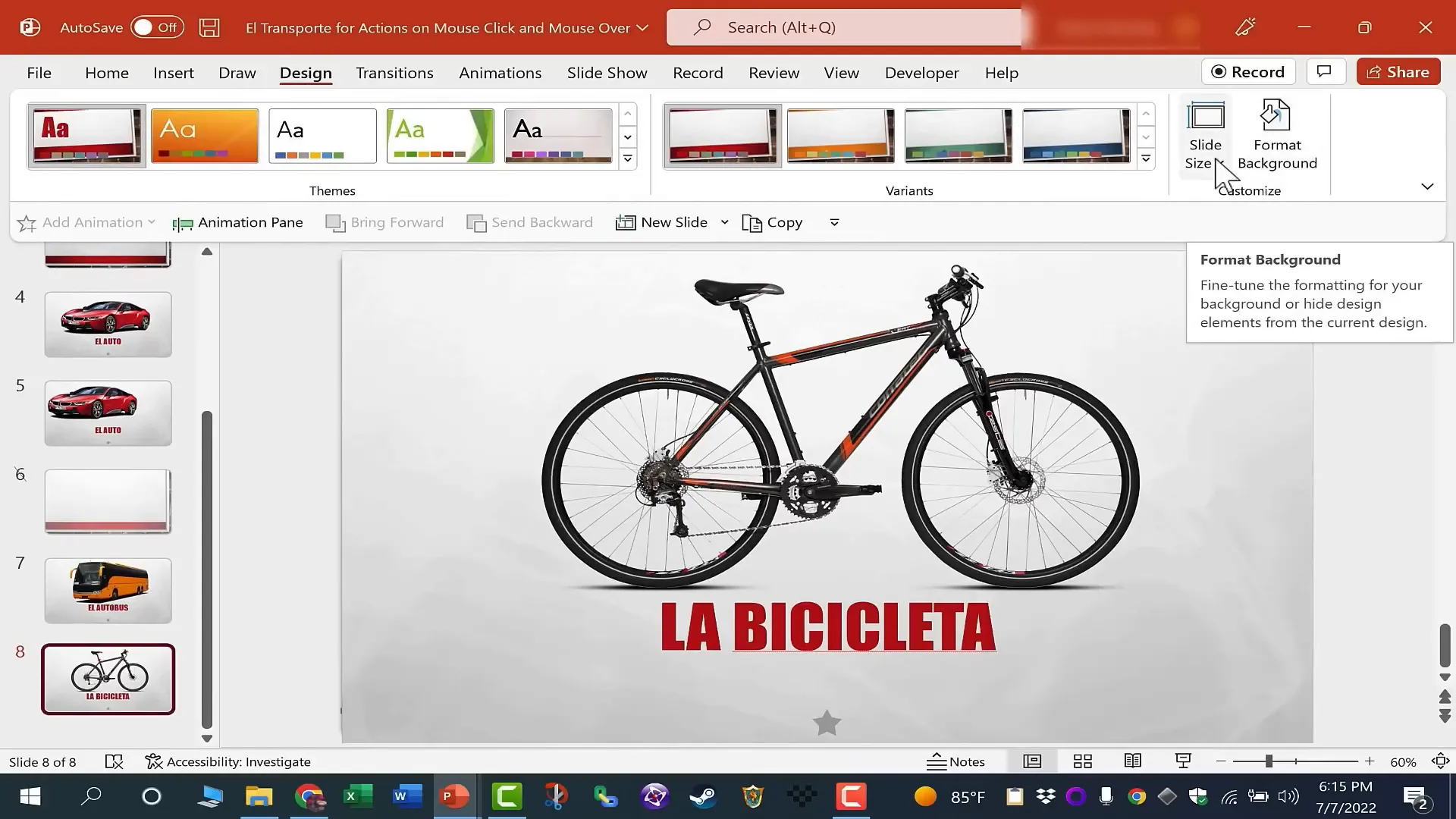 Changing slide size and orientation in PowerPoint