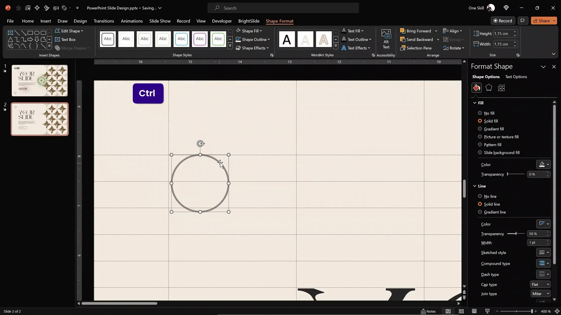 Creating and placing custom logo on slide