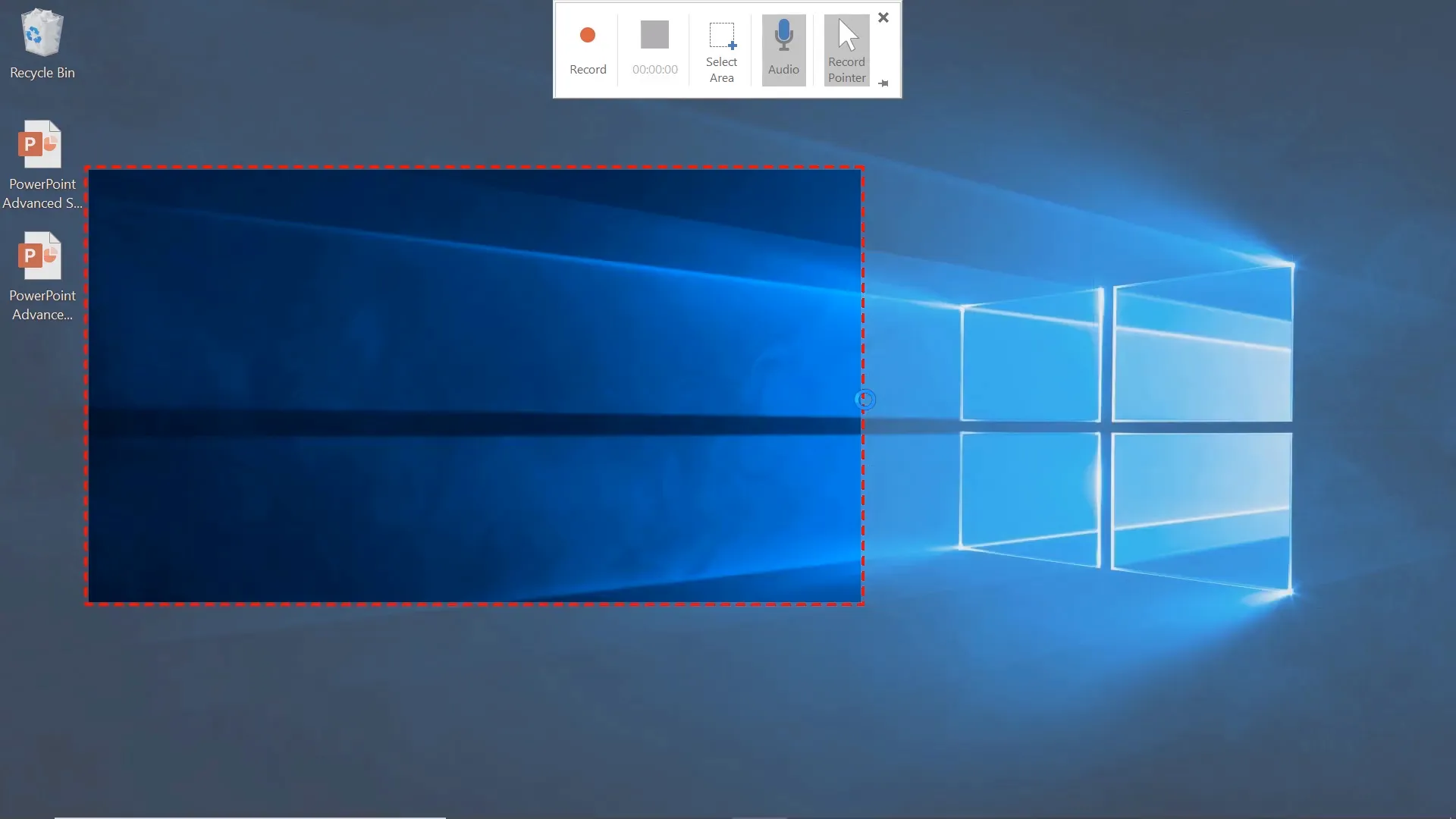 Using the screen recording tool in PowerPoint