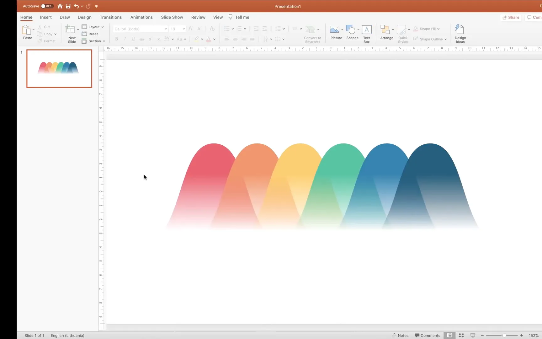 Multiple custom shapes with gradient fills in different colors