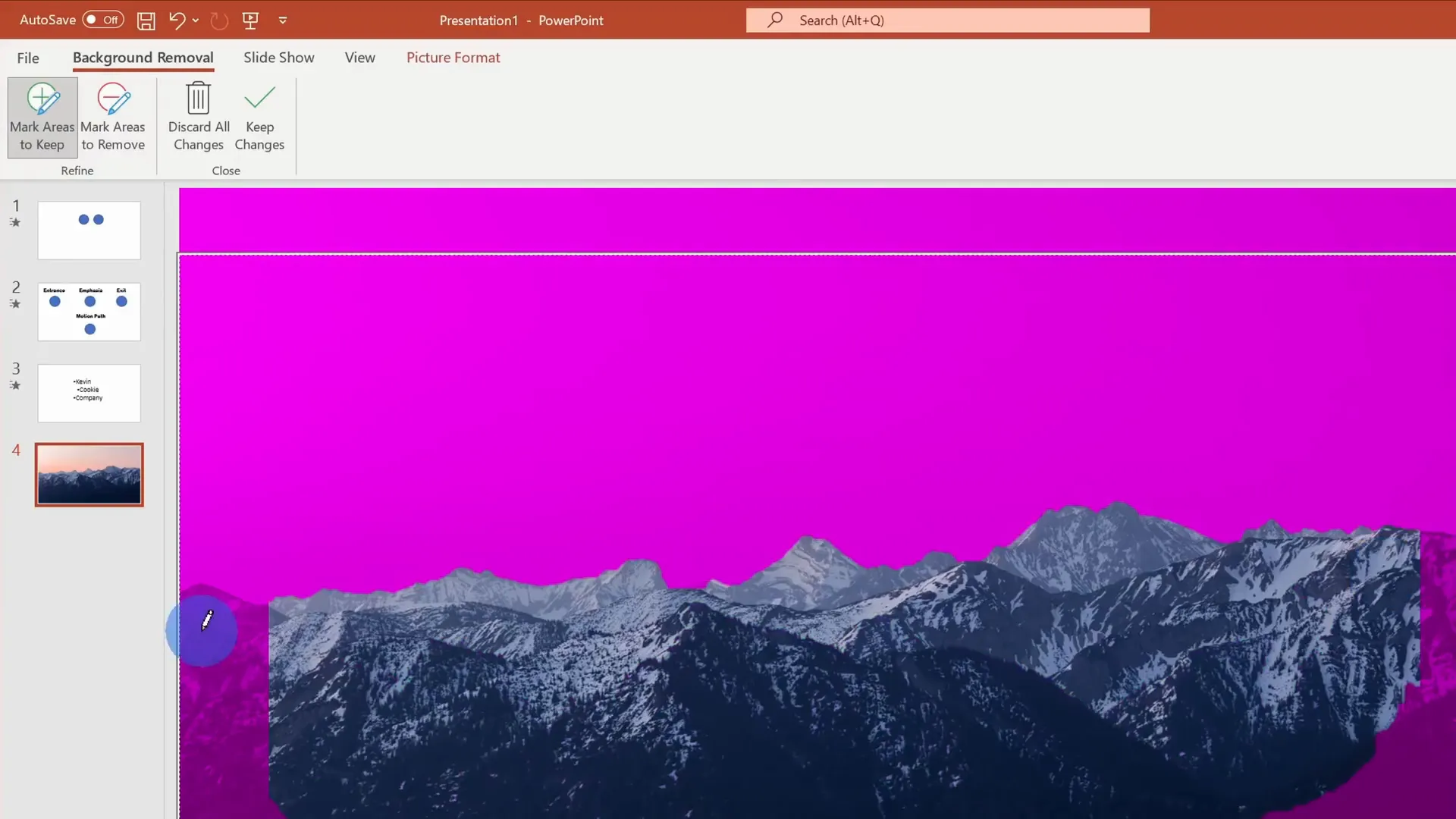 Removing background from mountain photo in PowerPoint