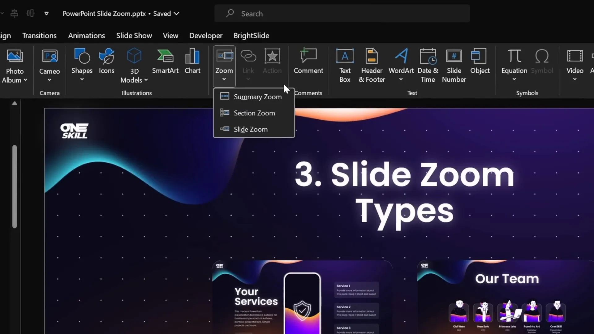 Different types of zooms in PowerPoint