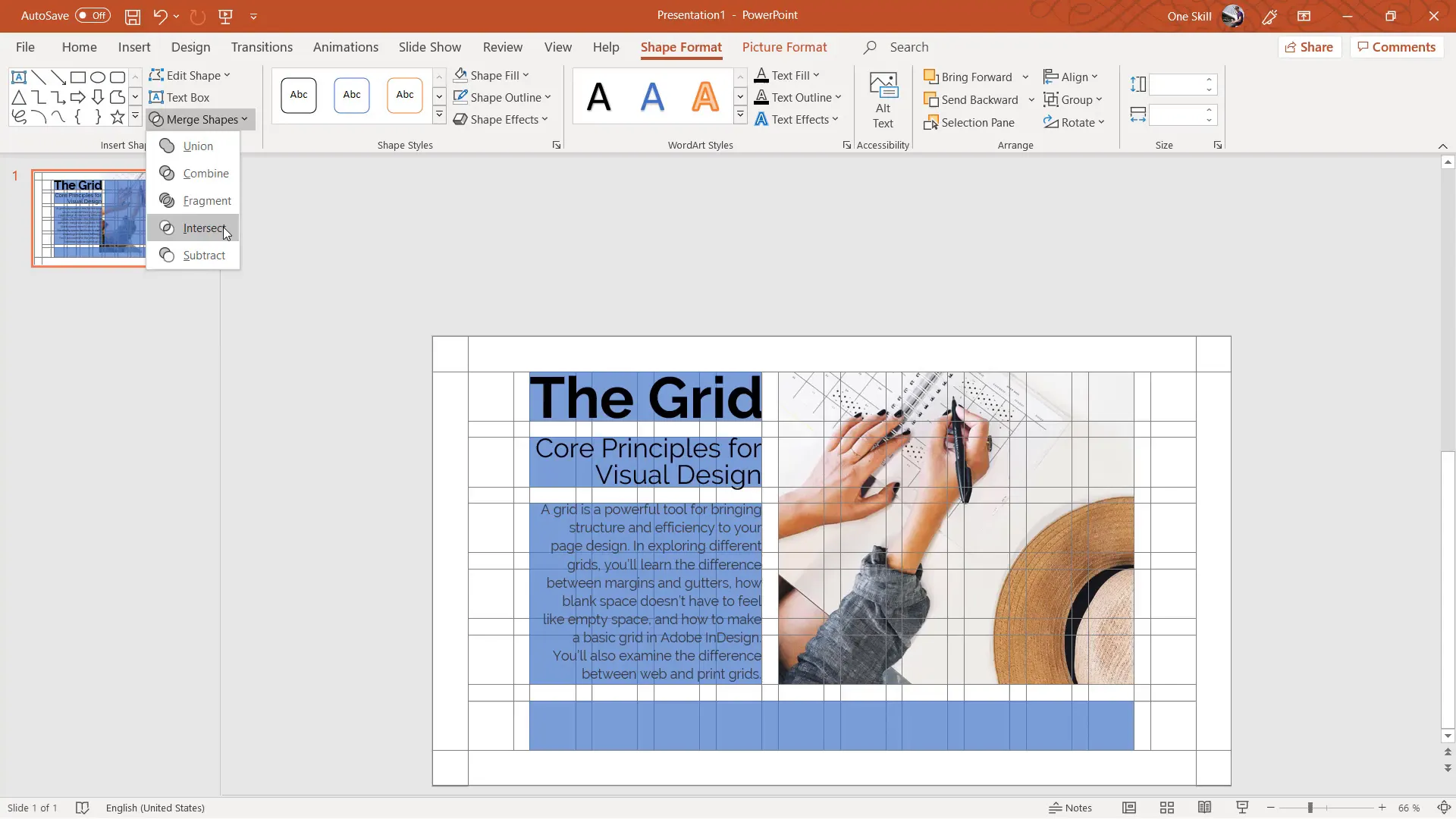 Cropping image to fit grid block using merge shapes intersect