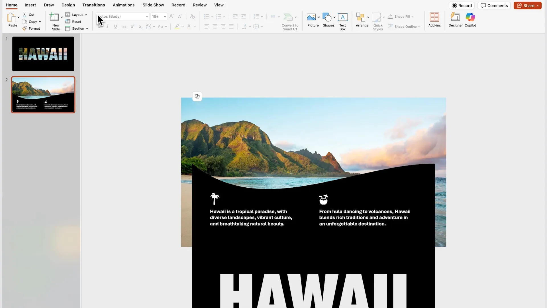 Applying Morph transition to create scrolling effect