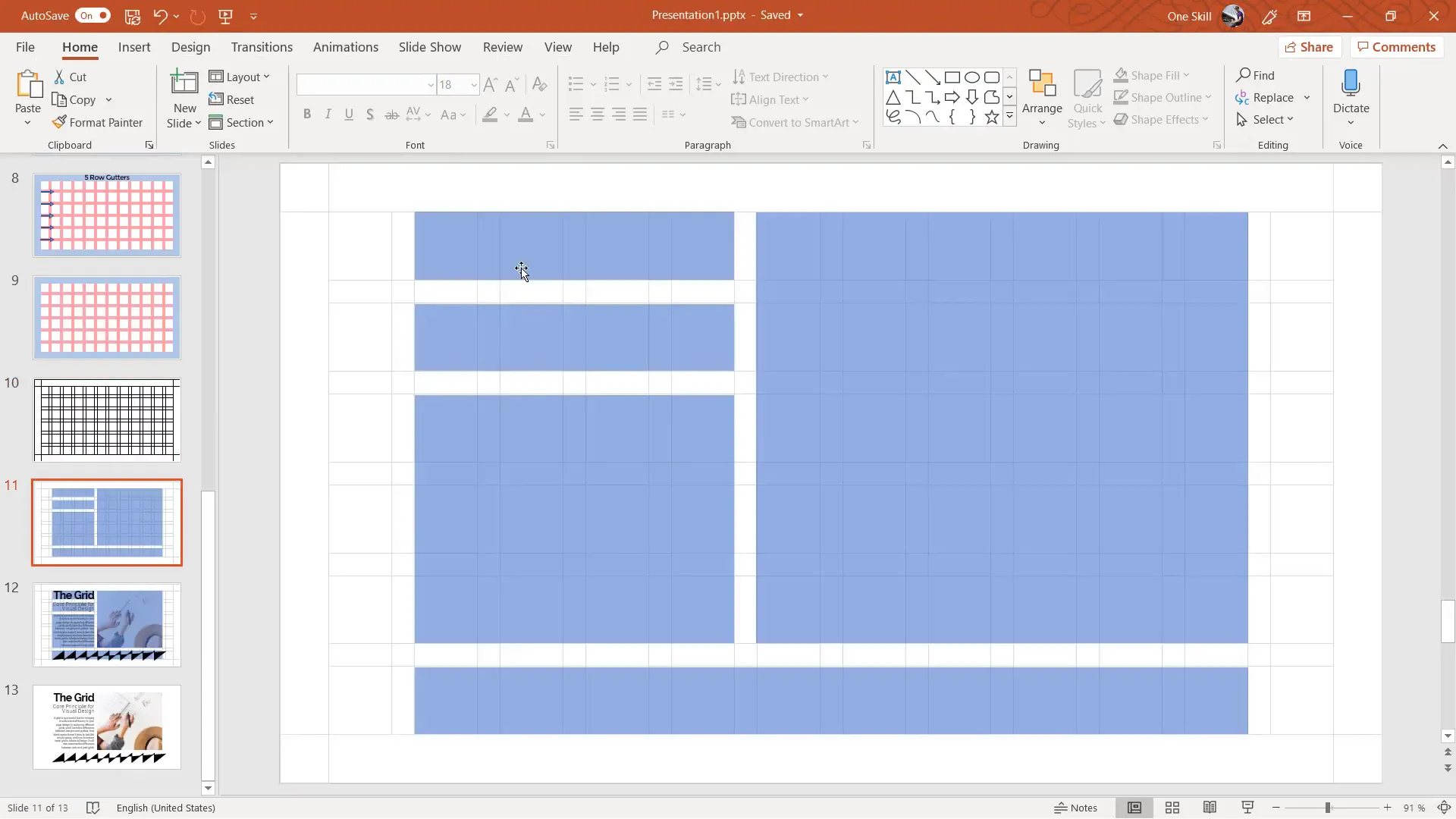 Final grid with outlines grouped and styled