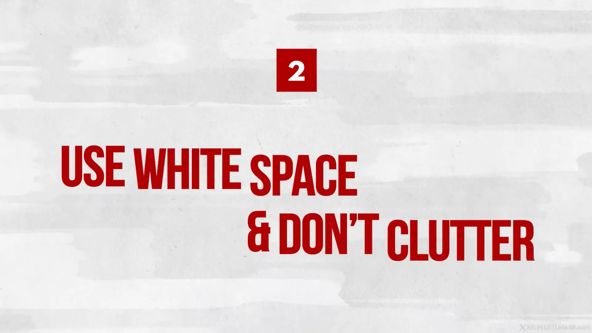 Slide showing cluttered design versus clean design with white space