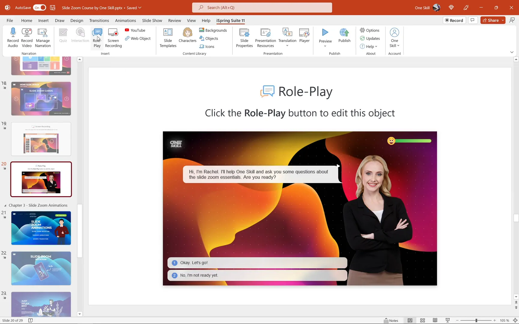 Role play creation and character interaction in iSpring Suite 11
