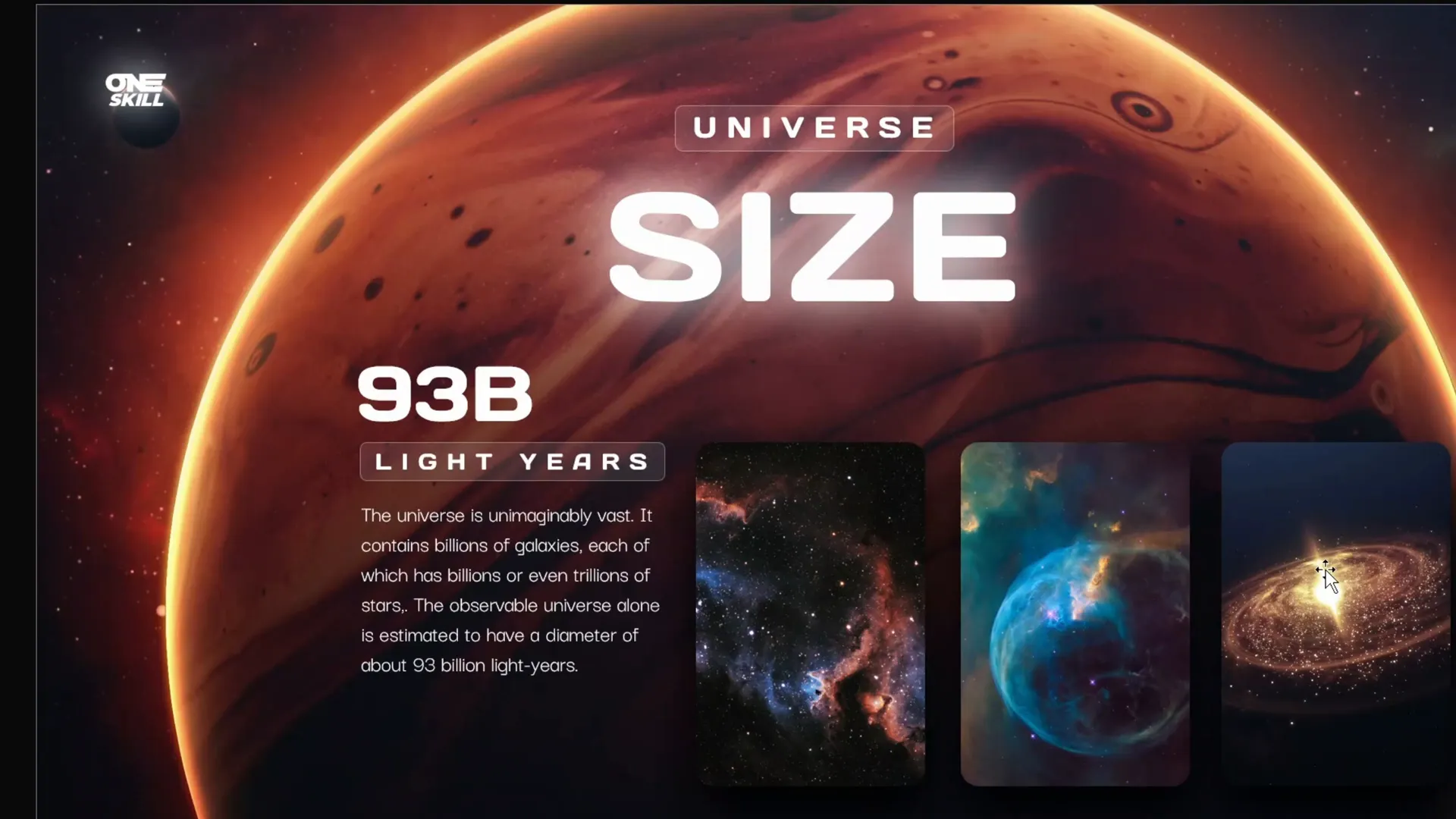 Small photo cards expanding into full screen photos