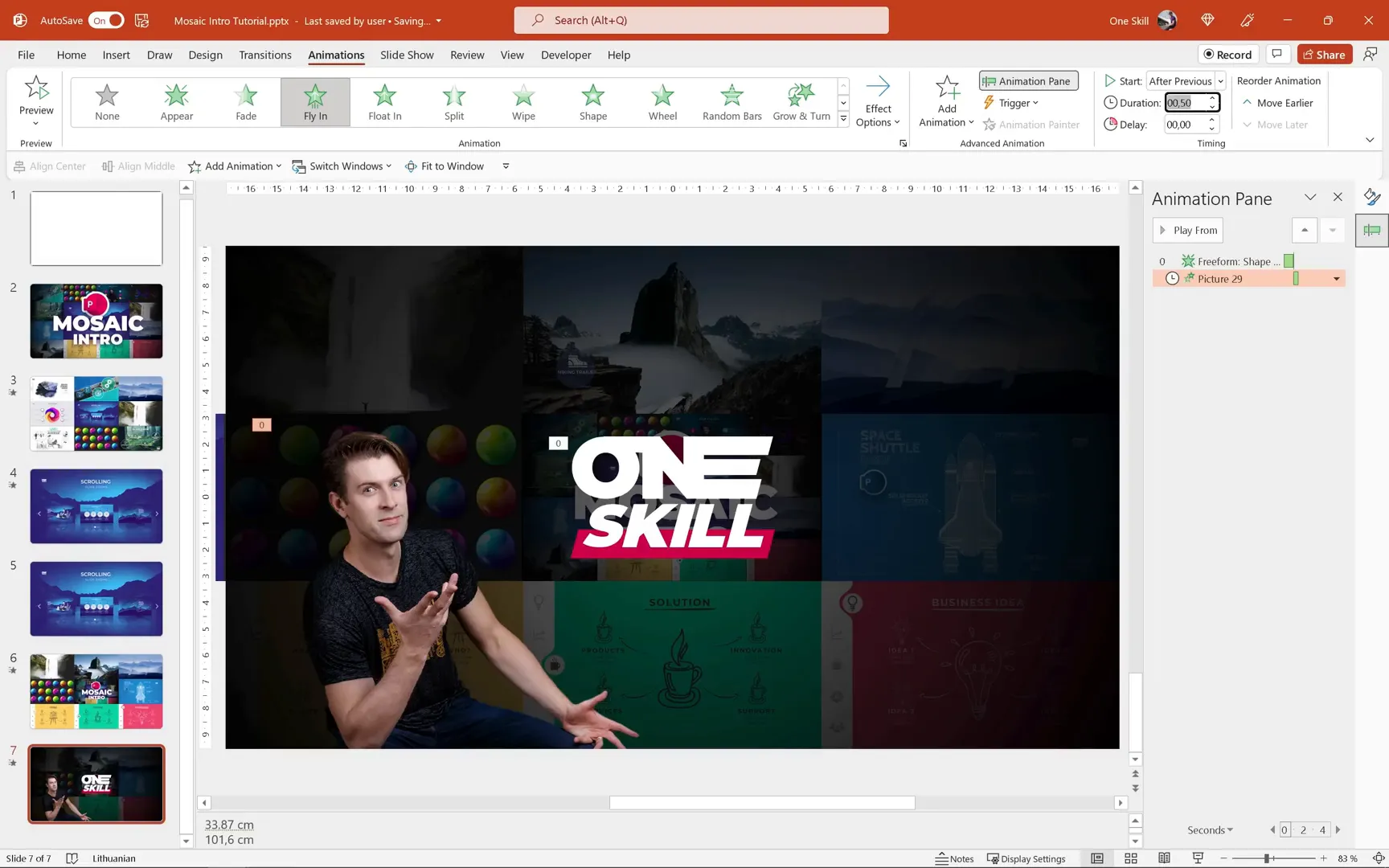 Animating logo fade-in and flying elements