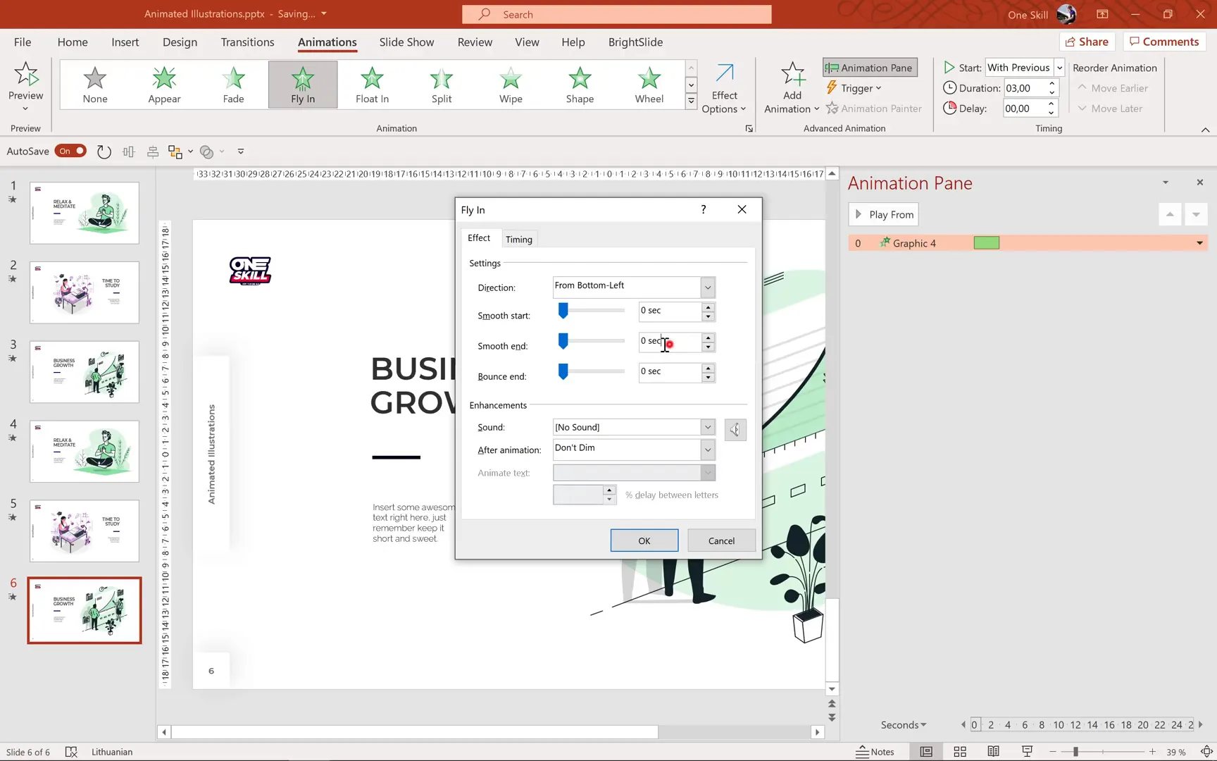 Applying fly in animations from different directions