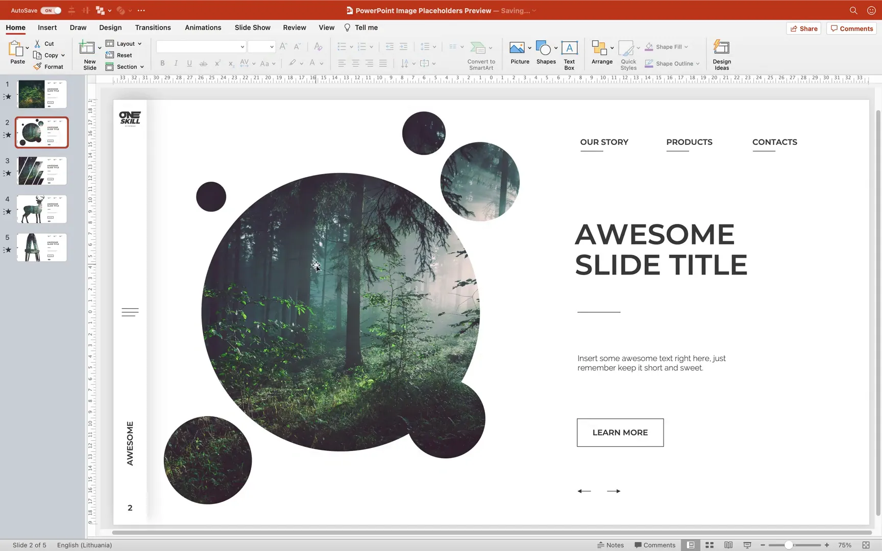 Image placeholder demonstration in PowerPoint