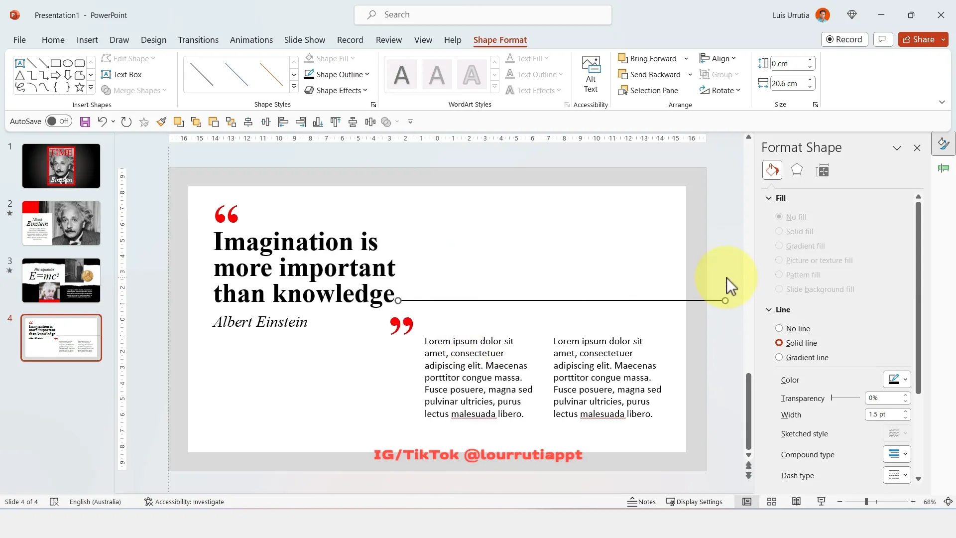 Adding content text and decorative horizontal line