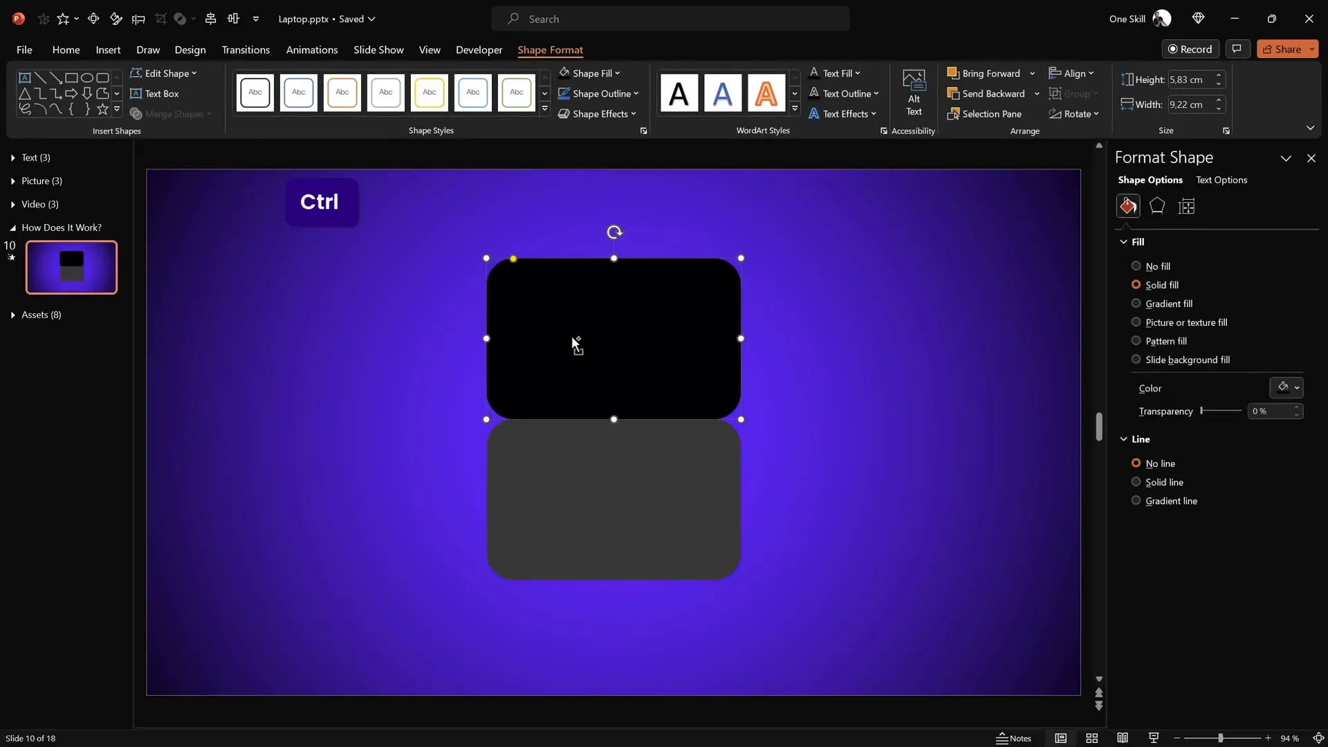 Creating laptop keyboard and screen shapes